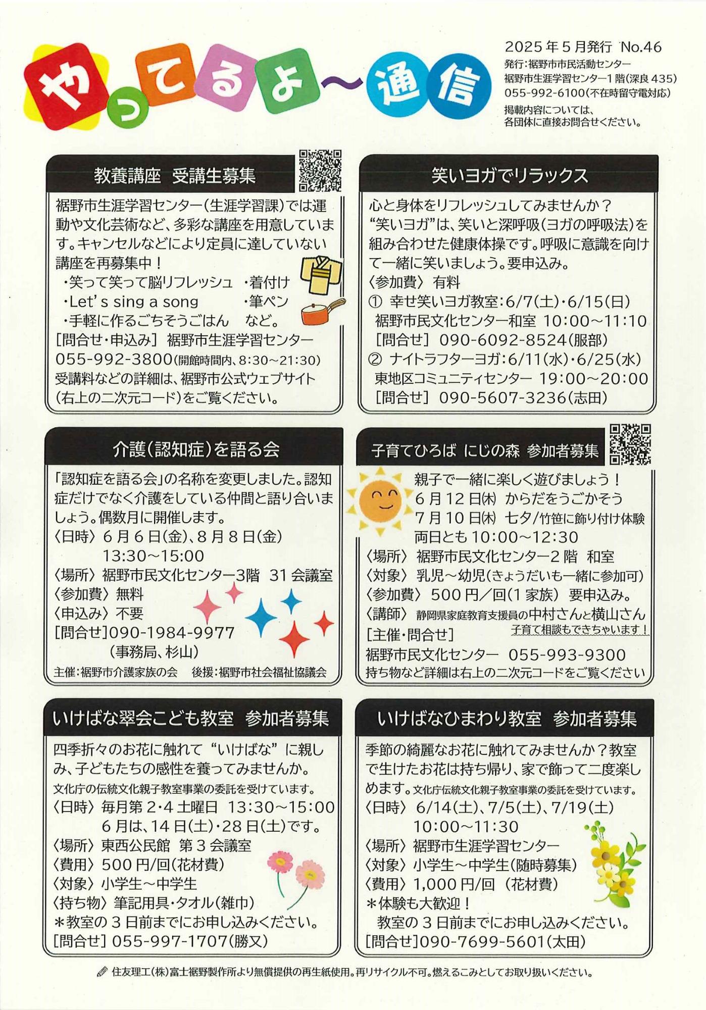 やってるよ~通信46(5月発行号)画像・表