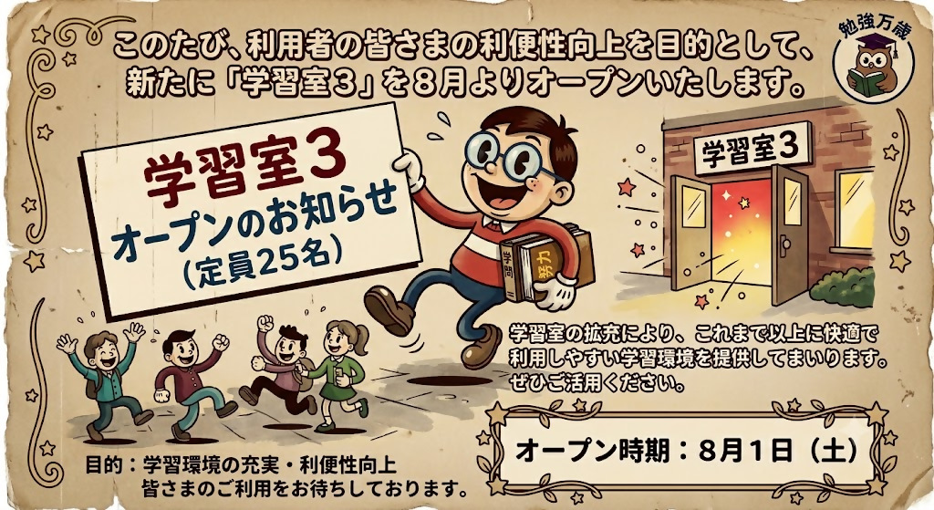学習室3オープン